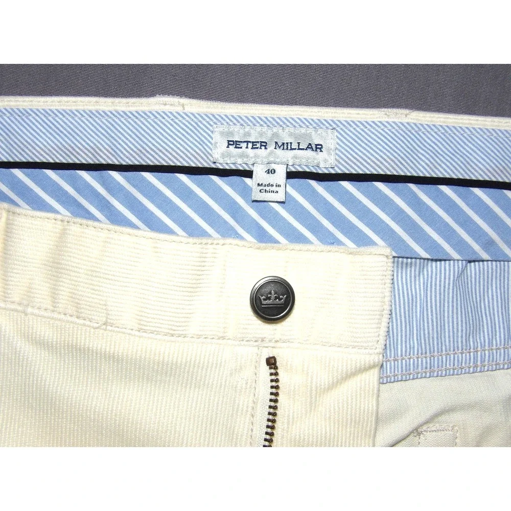 NEW! Peter Millar CROWN Ivory Corduroy Straight Leg Chino Pants Men's 40 X 34‎